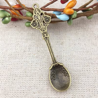 Tibetan Style Tool Pendants, Spoon, antique bronze color plated, nickel, lead & cadmium free, 16x62mm, Hole:Approx 2mm, 80PCs/Lot, Sold By Lot