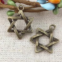 Tibetan Style Star Pendant, Star of David, antique bronze color plated, nickel, lead & cadmium free, 17x23mm, Hole:Approx 2mm, 200PCs/Lot, Sold By Lot
