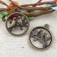 Tibetan Style Flat Round Pendants, antique bronze color plated, nickel, lead & cadmium free, 20x23mm, Hole:Approx 2mm, 160PCs/Lot, Sold By Lot