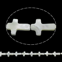 Natural White Shell Beads, Cross, white, 18x12x3mm-19x14x5mm, Hole:Approx 1mm, Approx 23PCs/Strand, Sold Per Approx 15.5 Inch Strand