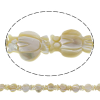 Perline conchiglia in giallo naturale, giallo conchiglia, Gufo, 20x15x4mm, Foro:Appross. 1mm, Appross. 20PC/filo, Venduto per Appross. 15.5 pollice filo