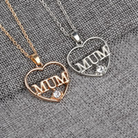 Tibetan Style Jewelry Necklace, with iron chain, Heart, word mum, plated, oval chain & with rhinestone, more colors for choice, lead & cadmium free, 26x30mm, Sold Per Approx 19.6 Inch Strand