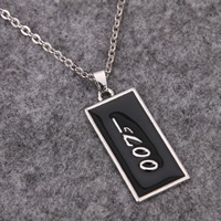 Zinc Alloy Jewelry Necklace with iron chain Rectangle platinum color plated oval chain & enamel lead & cadmium free Sold Per Approx 19.6 Inch Strand