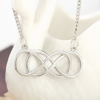 Zinc Alloy Jewelry Necklace with iron chain with 5cm extender chain Number 8 platinum color plated twist oval chain lead & cadmium free Sold Per Approx 17.7 Inch Strand