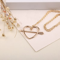 Zinc Alloy Jewelry Necklace with iron chain Heart gold color plated oval chain lead & cadmium free Sold Per Approx 19.6 Inch Strand