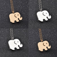 Zinc Alloy Jewelry Necklace with iron chain Elephant plated oval chain lead & cadmium free 25mm Sold Per Approx 17.7 Inch Strand