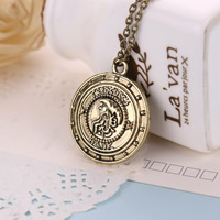 Zinc Alloy Jewelry Necklace with iron chain Flat Round antique bronze color plated oval chain lead & cadmium free 35mm Sold Per Approx 19.6 Inch Strand