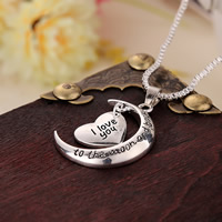 Zinc Alloy Jewelry Necklace with iron chain with 5cm extender chain Moon word I love you platinum color plated box chain & enamel lead & cadmium free Sold Per Approx 17.7 Inch Strand