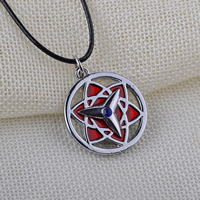 Zinc Alloy Jewelry Necklace with Waxed Linen Cord Flat Round antique silver color plated enamel & with rhinestone lead & cadmium free Sold Per Approx 17.7 Inch Strand