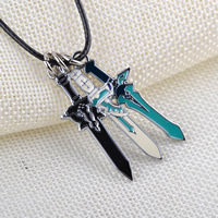 Zinc Alloy Jewelry Necklace with Waxed Linen Cord Sword platinum color plated enamel lead & cadmium free 41mm Sold Per Approx 17.7 Inch Strand