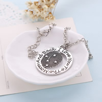Zinc Alloy Jewelry Necklace with iron chain with 5cm extender chain Flat Round silver color plated rolo chain & enamel lead & cadmium free 34mm Sold Per Approx 19.6 Inch Strand