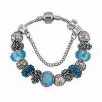 European Bracelet Zinc Alloy with brass chain & Rhinestone Clay Pave & Crystal & Lampwork antique silver color plated & faceted & with rhinestone nickel lead & cadmium free Sold By Strand