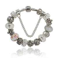 European Bracelet Zinc Alloy with brass chain & Rhinestone Clay Pave & Crystal & Lampwork antique silver color plated & faceted & with rhinestone nickel lead & cadmium free Sold By Strand