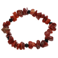 corail naturel bracelet, avec cristal, facettes, rouge, 2x15x7mm-4x14x6, Vendu par Environ 6.5 pouce brin
