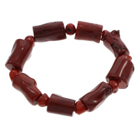 Coral natural pulseira, naturais, vermelho, 17x16mm-22x15x12mm, vendido para Aprox 7 inchaltura Strand