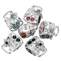 Tibetan Style European Beads, Handbag, platinum color plated, without troll & with rhinestone, more colors for choice, nickel, lead & cadmium free, 10.50x14x7mm, Hole:Approx 5mm, 100PCs/Lot, Sold By Lot