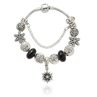 European Bracelet Zinc Alloy with brass chain & Crystal Flower antique silver color plated & faceted & with rhinestone nickel lead & cadmium free Sold By Strand