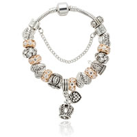 European Bracelet Zinc Alloy with brass chain plated & with rhinestone nickel lead & cadmium free Sold By Strand