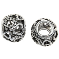 Tibetan Style European Beads, Drum, antique silver color plated, without troll, lead & cadmium free, 10x12mm, Hole:Approx 5mm, 10PCs/Bag, Sold By Bag
