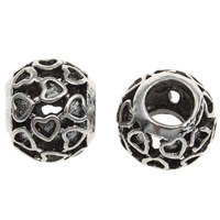 Tibetan Style European Beads, Drum, antique silver color plated, without troll, lead & cadmium free, 10x11mm, Hole:Approx 5mm, 10PCs/Bag, Sold By Bag