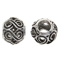 Tibetan Style European Beads, Drum, antique silver color plated, without troll, lead & cadmium free, 10x12mm, Hole:Approx 5mm, 10PCs/Bag, Sold By Bag