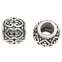 Tibetan Style European Beads, Drum, antique silver color plated, without troll, lead & cadmium free, 9x10mm, Hole:Approx 5mm, 10PCs/Bag, Sold By Bag