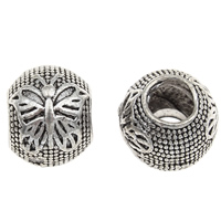 Tibetan Style European Beads, Drum, antique silver color plated, without troll, lead & cadmium free, 9x11mm, Hole:Approx 4mm, 10PCs/Bag, Sold By Bag