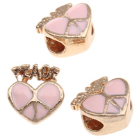Zinc Alloy European Beads Heart gold color plated without troll & enamel lead & cadmium free Approx 5mm Sold By Bag