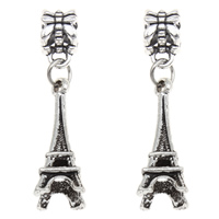 European Style Tibetan Style Dangle Beads, Eiffel Tower, antique silver color plated, without troll, lead & cadmium free, 8x35mm, Hole:Approx 4mm, 10PCs/Bag, Sold By Bag
