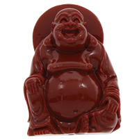 Buddhist Jewelry Pendant, Natural Coral, Buddha, natural, carved, red, 26x37x12mm, Hole:Approx 1mm, Sold By PC