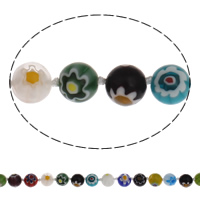 Collier chaîne chandail , verre millefiori, Rond, multicolore, 10mm, Vendu par 47 pouce brin