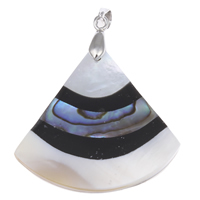 Shell Pendants White Shell with brass bail & Black Shell & Abalone Shell Triangle platinum color plated natural Approx Sold By Bag