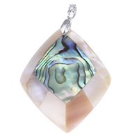 Shell Pendants Yellow Shell with brass bail & Abalone Shell Rhombus platinum color plated natural Approx Sold By Bag