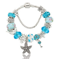 European Bracelet Zinc Alloy with brass chain & Rhinestone Clay Pave & Crystal & Lampwork Starfish antique silver color plated & faceted & with rhinestone nickel lead & cadmium free Sold By Strand