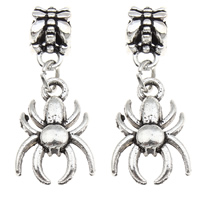 European Style Tibetan Style Dangle Beads, Spider, antique silver color plated, without troll, lead & cadmium free, 13x20x7mm, Hole:Approx 4mm, 10PCs/Bag, Sold By Bag