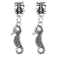 European Style Zinc Alloy Dangle Beads Seahorse antique silver color plated without troll lead & cadmium free Approx 4mm Sold By Bag