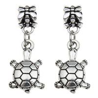European Style Tibetan Style Dangle Beads, Turtle, antique silver color plated, without troll, lead & cadmium free, 12x30x7mm, Hole:Approx 4mm, 10PCs/Bag, Sold By Bag