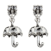 European Style Zinc Alloy Dangle Beads Umbrella antique silver color plated without troll lead & cadmium free Approx 4mm Sold By Bag
