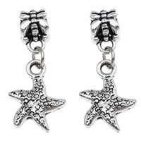 European Style Tibetan Style Dangle Beads, Starfish, antique silver color plated, without troll, lead & cadmium free, 13x27x7mm, Hole:Approx 4mm, Sold By PC