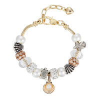 European Bracelet Zinc Alloy with brass chain & Rhinestone Clay Pave & Crystal & Plastic Pearl with 2 lnch extender chain plated enamel & faceted & with rhinestone nickel lead & cadmium free Sold Per Approx 7 Inch Strand