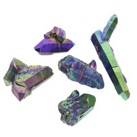 Perles agates de glace quartz naturelle , agate quartz de glace, pepite, Placage coloré, aucun trou, bleu, grade AAA, 25x35x15mm-35x85x14mm, 10PC/sac, Vendu par sac