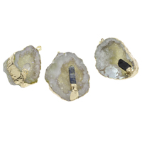 Natural Agate Druzy Pendant, Ice Quartz Agate, with brass bail & Gemstone, Nuggets, gold color plated, druzy style, Grade AAA, 33x45x20mm-40x52x35mm, Hole:Approx 4x5mm, 10PCs/Bag, Sold By Bag