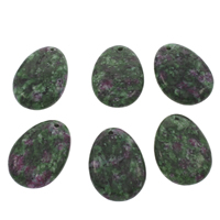 Ruby in Zoisite Pendant, Teardrop, green, Grade AAA, 24x34x7mm-26x36x8mm, Hole:Approx 1.5mm, Sold By PC