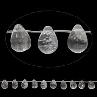 Natürliche klare Quarz Perlen, Klarer Quarz, Tropfen, Grad AAA, 13x18mm, Bohrung:ca. 1.5mm, ca. 22PCs/Strang, verkauft per ca. 15 ZollInch Strang