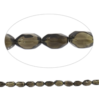 Perles naturelles Quartz fumé, ovale, facettes, grade AAA, 12x20mm-15x25mm, Trou:Environ 2mm, Environ 17PC/brin, Vendu par Environ 15 pouce brin