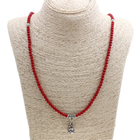 Coral svetr řetěz náhrdelník, Přírodní Coral, s Zinek, starožitné barva postříbřená, přírodní, červený, 11x20mm, Délka Cca 26.5 inch, 12přediva/Lot, Prodáno By Lot
