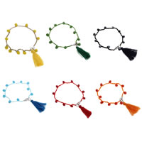 Crystal Bracelets, with Nylon Cord, brass lobster clasp, faceted, more colors for choice, 6x5mm, Sold Per Approx 7 Inch Strand