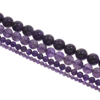 Natürliche Amethyst Perlen, rund, Februar Birthstone & verschiedene Größen vorhanden, Bohrung:ca. 1mm, Länge:ca. 15 ZollInch, verkauft von Tasche
