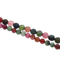 Turmalin Farbe Achat Perle, rund, Oktober Birthstone & verschiedene Größen vorhanden, gemischte Farben, Bohrung:ca. 1mm, Länge:ca. 15 ZollInch, verkauft von Tasche