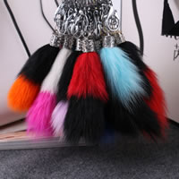 Bag Purse Charms Keyrings Keychains Plush with Zinc Alloy plated with rhinestone mixed colors Sold By Lot